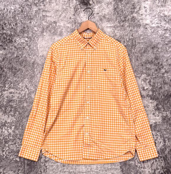 Vineyard Vines Other - Vineyard Vines Shirt Medium Mens On The Go Performance Orange Gingham Check